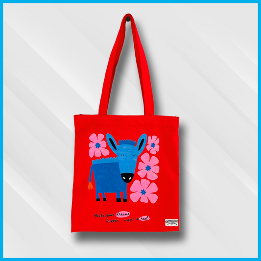 cute donkey red tote