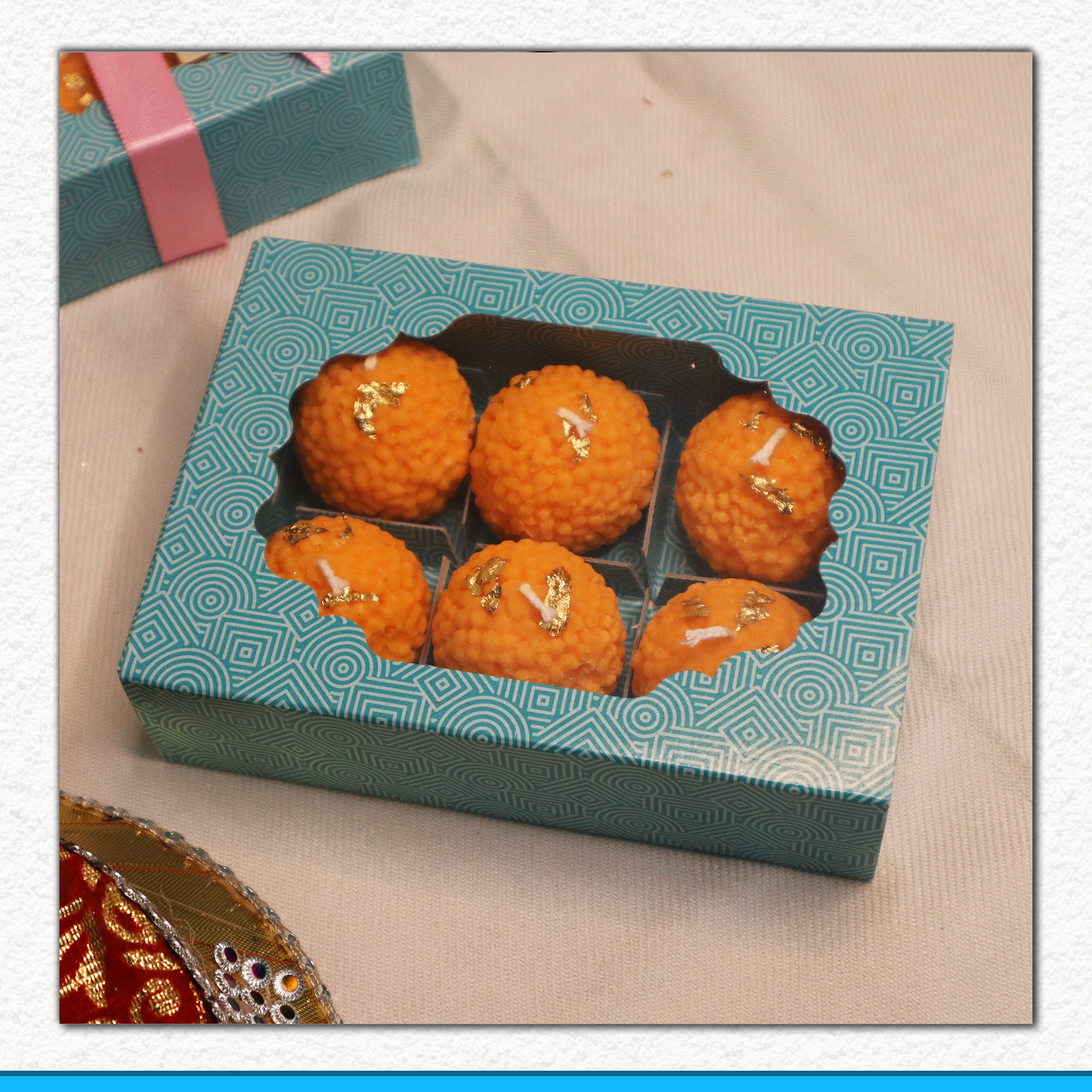 Set of 6 Sweet Laddu Candle – 100% Soy Wax, Fragrant & Unique